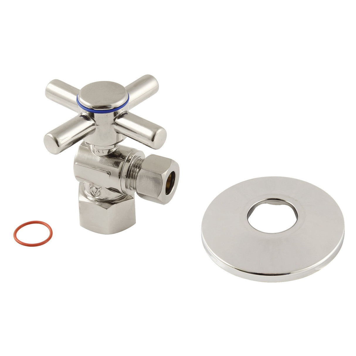 Concord CC43106DXK 1/2-Inch FIP x 3/8-Inch OD Comp Quarter-Turn Angle Stop Valve with Flange, Polished Nickel