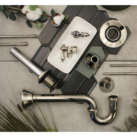 Trimscape CC43106VKB30 Traditional Plumbing Sink Trim Kit with P-Trap and Drain, Polished Nickel