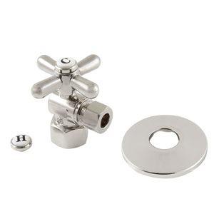 Vintage CC43106XK 1/2-Inch FIP x 3/8-Inch OD Comp Quarter-Turn Angle Stop Valve with Flange, Polished Nickel