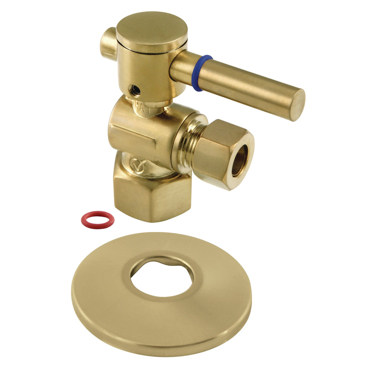 CC43107DLK 1/2-Inch FIP x 3/8-Inch OD Comp Quarter-Turn Angle Stop Valve with Flange, Brushed Brass