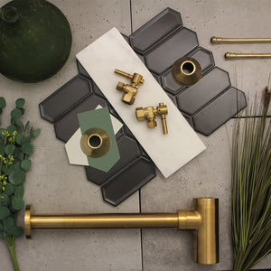 Trimscape CC43107DLLKB30 Contemporary Plumbing Sink Trim Kit with Bottle Trap, Brushed Brass