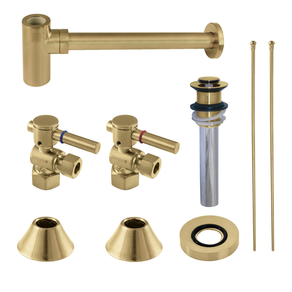 Trimscape CC43107DLVKB30 Contemporary Plumbing Sink Trim Kit with Bottle Trap and Drain, Brushed Brass