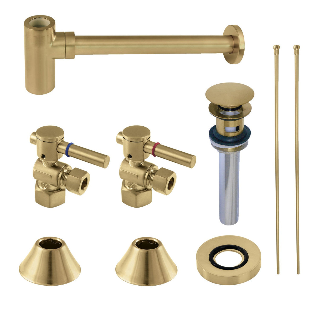 Trimscape CC43107DLVOKB30 Contemporary Plumbing Sink Trim Kit with Bottle Trap and Overflow Drain, Brushed Brass