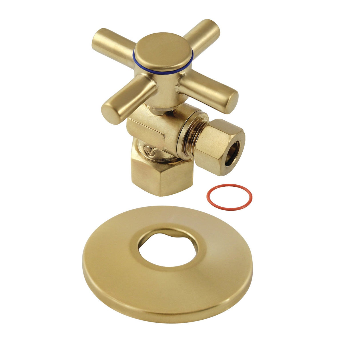 Concord CC43107DXK 1/2-Inch FIP x 3/8-Inch OD Comp Quarter-Turn Angle Stop Valve with Flange, Brushed Brass