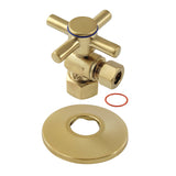 Concord CC43107DXK 1/2-Inch FIP x 3/8-Inch OD Comp Quarter-Turn Angle Stop Valve with Flange, Brushed Brass