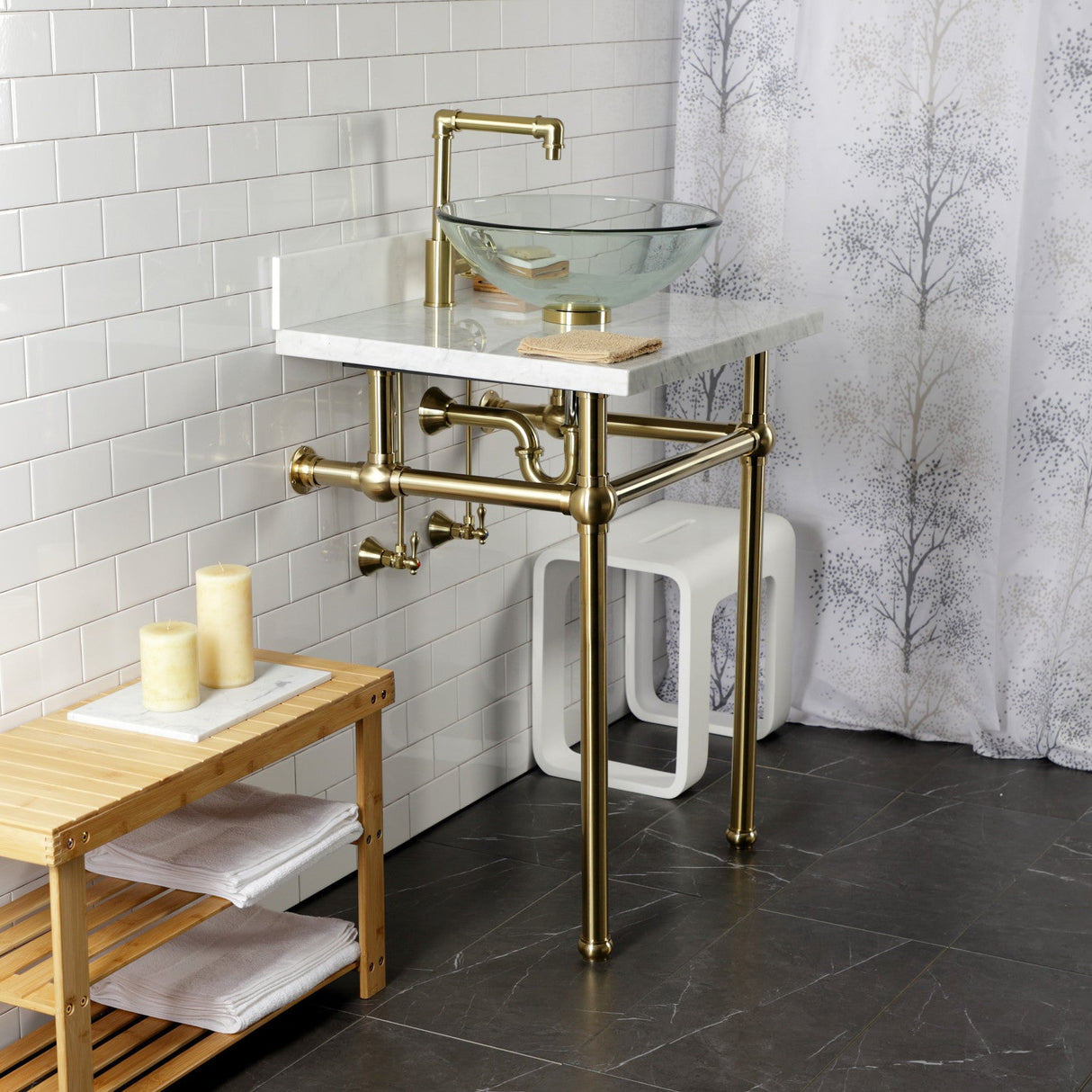 Trimscape CC43107VKB30 Traditional Plumbing Sink Trim Kit with P-Trap and Drain, Brushed Brass