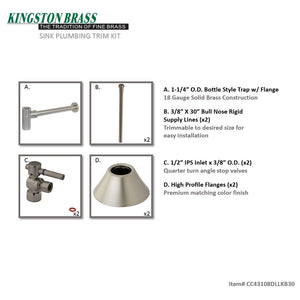 Trimscape CC43108DLLKB30 Contemporary Plumbing Sink Trim Kit with Bottle Trap, Brushed Nickel