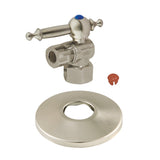 CC43108TLK 1/2-Inch FIP x 3/8-Inch OD Comp Quarter-Turn Angle Stop Valve with Flange, Brushed Nickel
