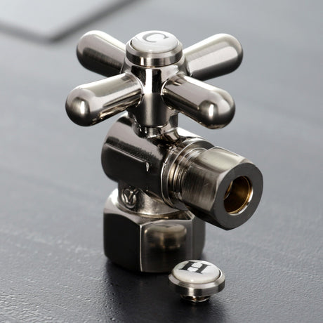 Vintage CC43108X 1/2-Inch FIP x 3/8-Inch OD Comp Quarter-Turn Angle Stop Valve, Brushed Nickel