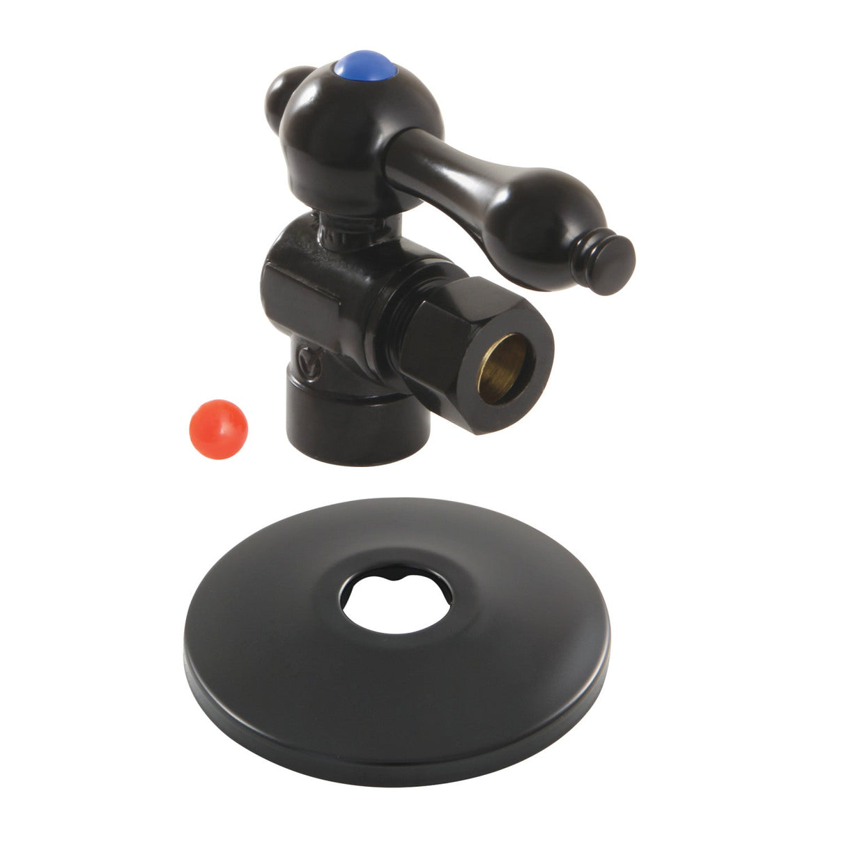 Victorian CC43200K 1/2-Inch Sweat x 3/8-Inch OD Comp Quarter-Turn Angle Stop Valve with Flange, Matte Black