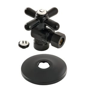 Vintage CC43200XK 1/2-Inch Sweat x 3/8-Inch OD Comp Quarter-Turn Angle Stop Valve with Flange, Matte Black