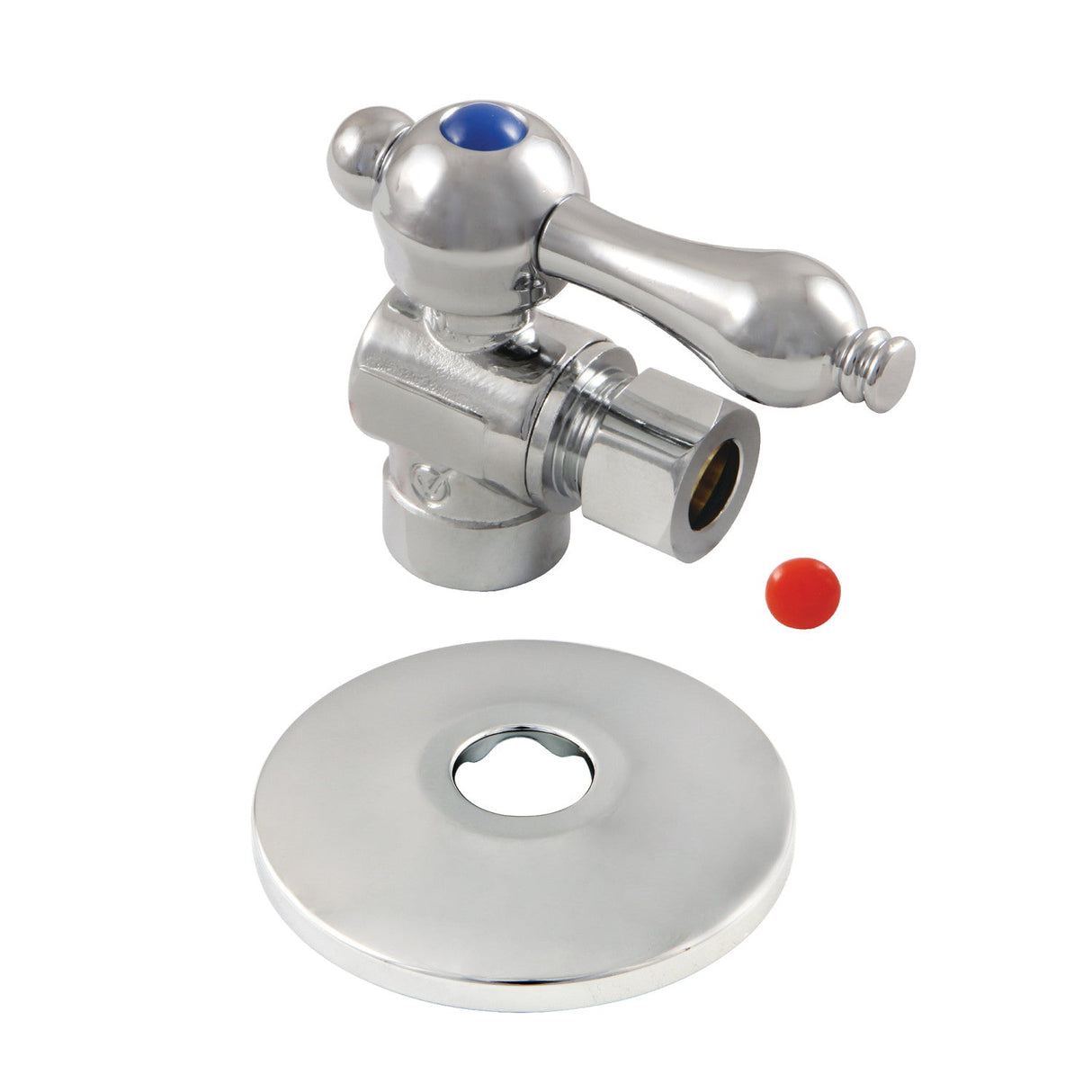CC43201K 1/2-Inch Sweat x 3/8-Inch OD Comp Quarter-Turn Angle Stop Valve with Flange, Polished Chrome