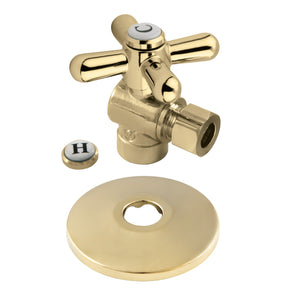 Vintage CC43202XK 1/2-Inch Sweat x 3/8-Inch OD Comp Quarter-Turn Angle Stop Valve with Flange, Polished Brass