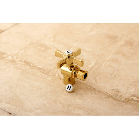 Millennium CC43202ZX 1/2-Inch Sweat x 3/8-Inch OD Comp Quarter-Turn Angle Stop Valve, Polished Brass