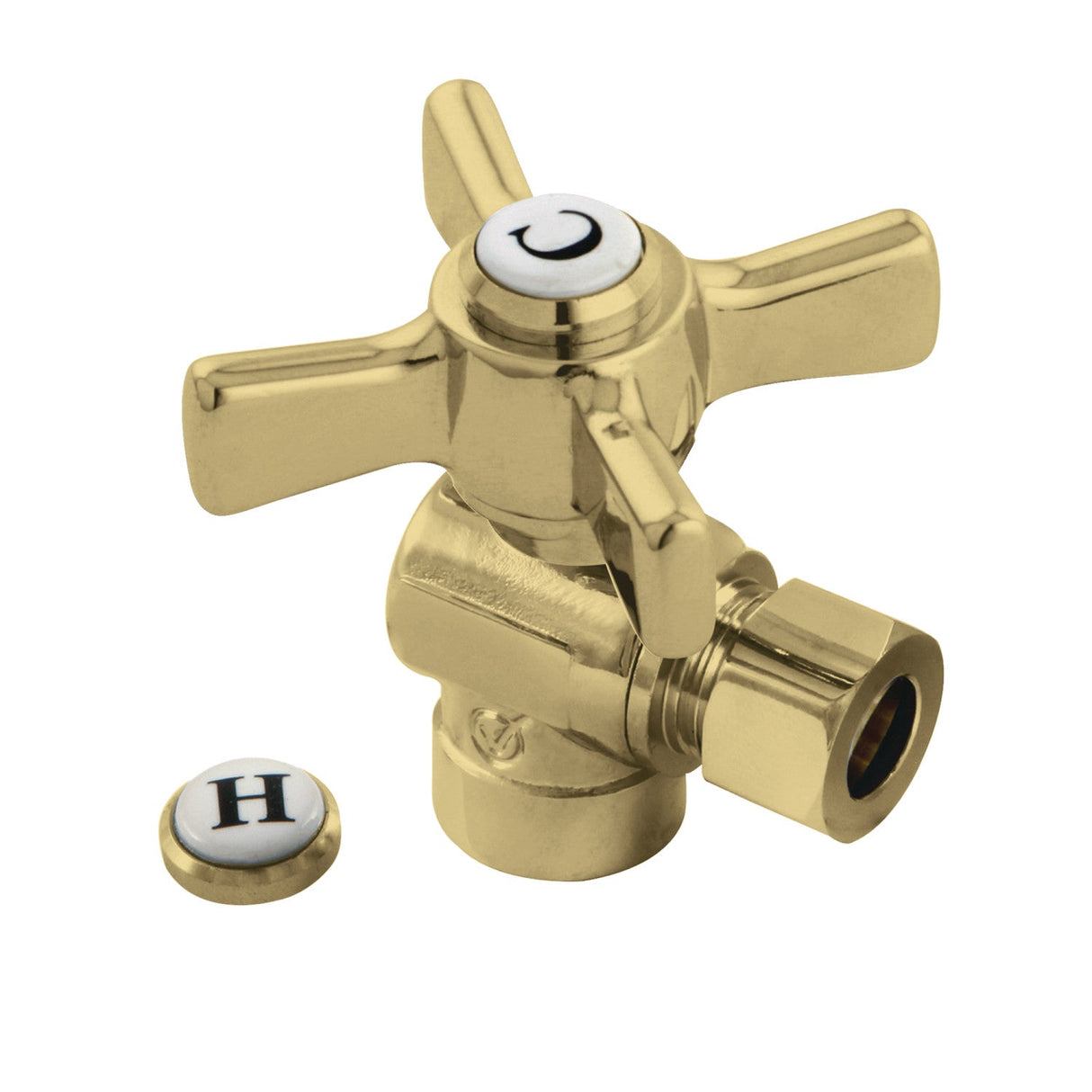 Millennium CC43202ZX 1/2-Inch Sweat x 3/8-Inch OD Comp Quarter-Turn Angle Stop Valve, Polished Brass