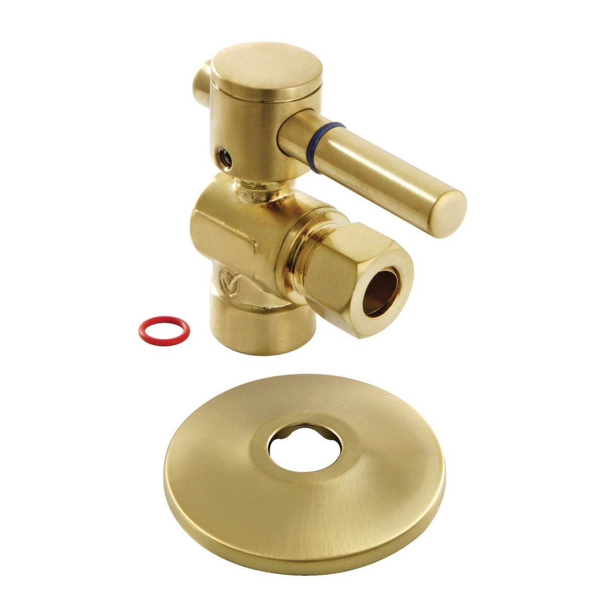 Concord CC43207DLK 1/2-Inch Sweat x 3/8-Inch OD Comp Quarter-Turn Angle Stop Valve with Flange, Brushed Brass