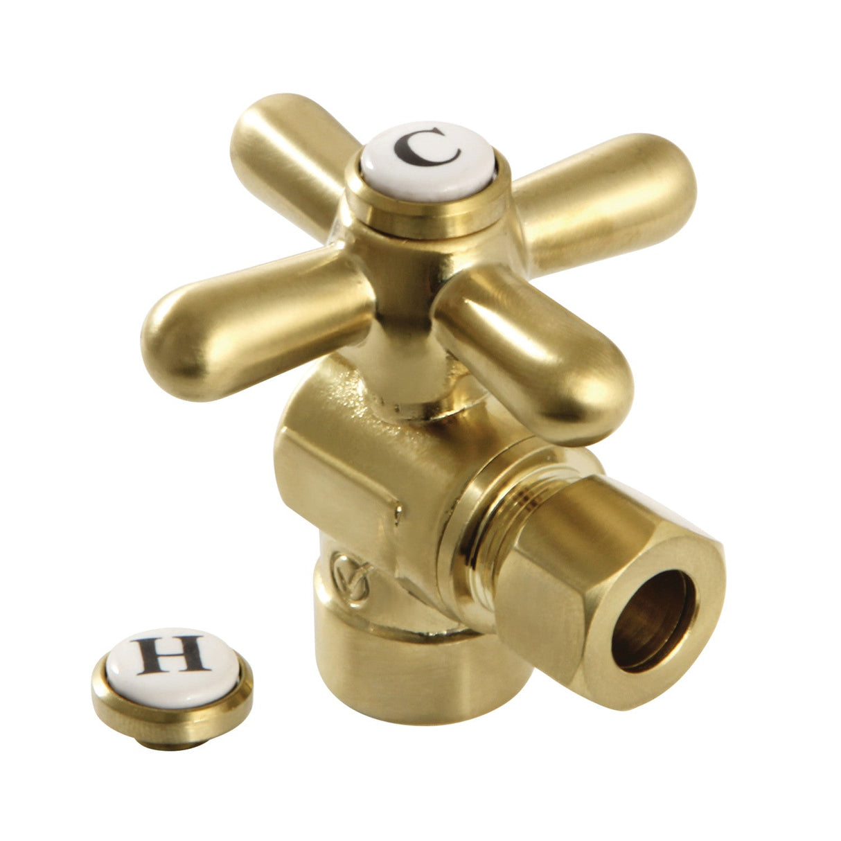 Vintage CC43207X 1/2-Inch Sweat x 3/8-Inch OD Comp Quarter-Turn Angle Stop Valve, Brushed Brass