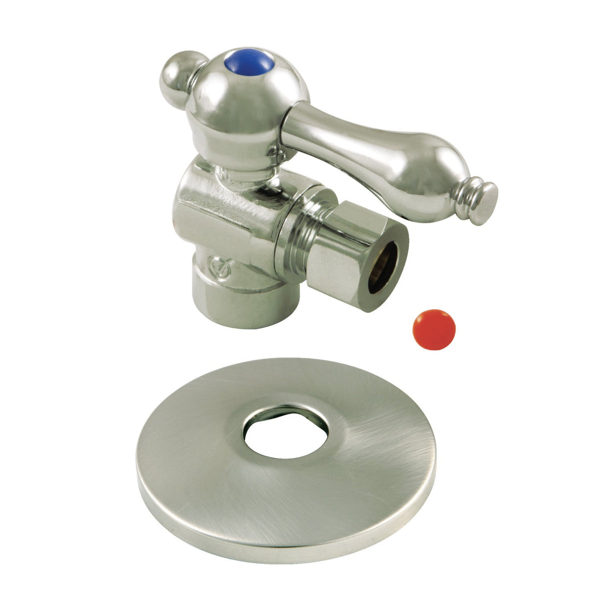 CC43208K 1/2-Inch Sweat x 3/8-Inch OD Comp Quarter-Turn Angle Stop Valve with Flange, Brushed Nickel