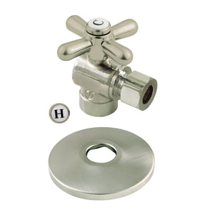 Vintage CC43208XK 1/2-Inch Sweat x 3/8-Inch OD Comp Quarter-Turn Angle Stop Valve with Flange, Brushed Nickel