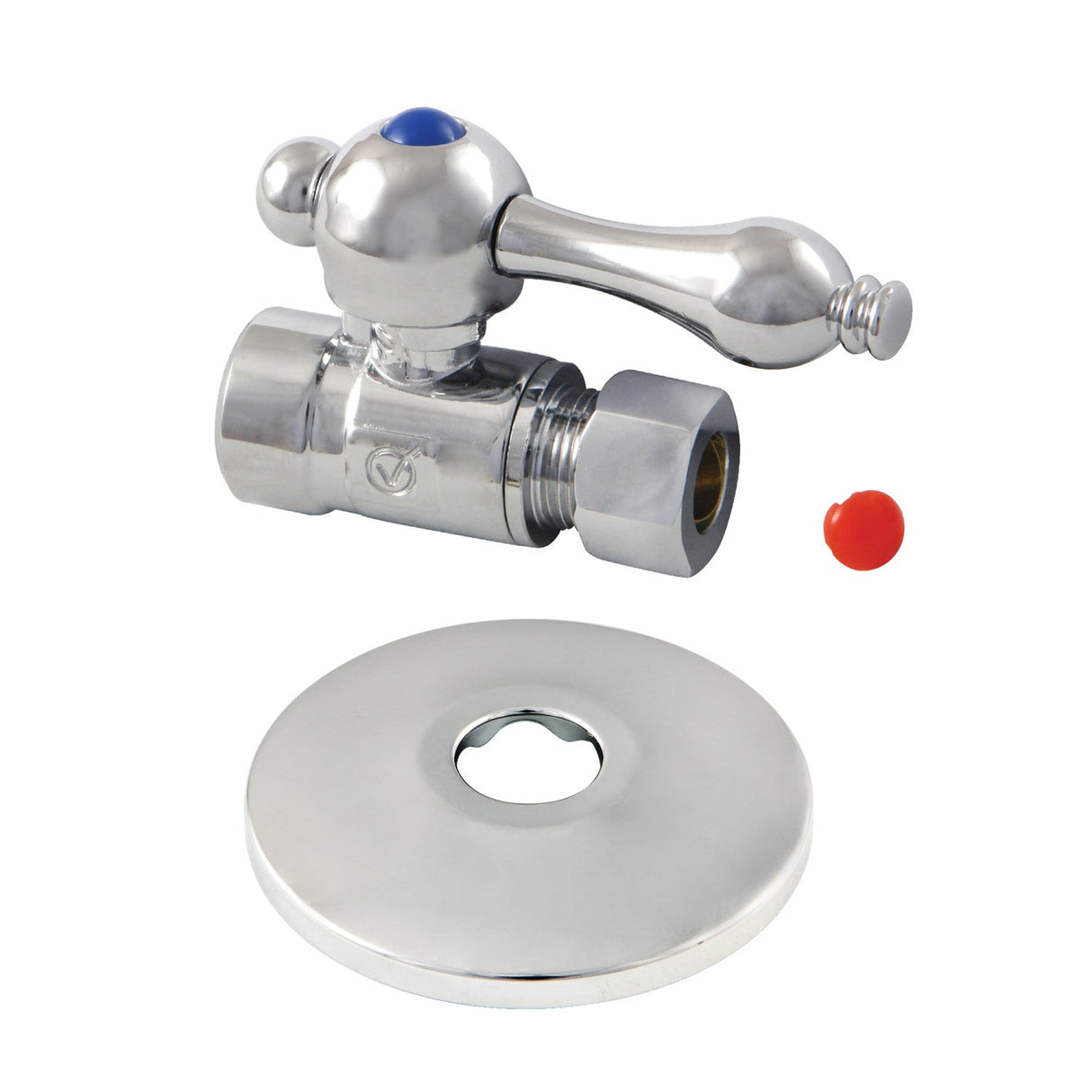 CC43251K 1/2-Inch Sweat x 3/8-Inch OD Comp Quarter-Turn Straight Stop Valve with Flange, Polished Chrome