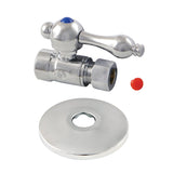 CC43251K 1/2-Inch Sweat x 3/8-Inch OD Comp Quarter-Turn Straight Stop Valve with Flange, Polished Chrome