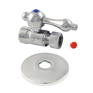 CC43251K 1/2-Inch Sweat x 3/8-Inch OD Comp Quarter-Turn Straight Stop Valve with Flange, Polished Chrome