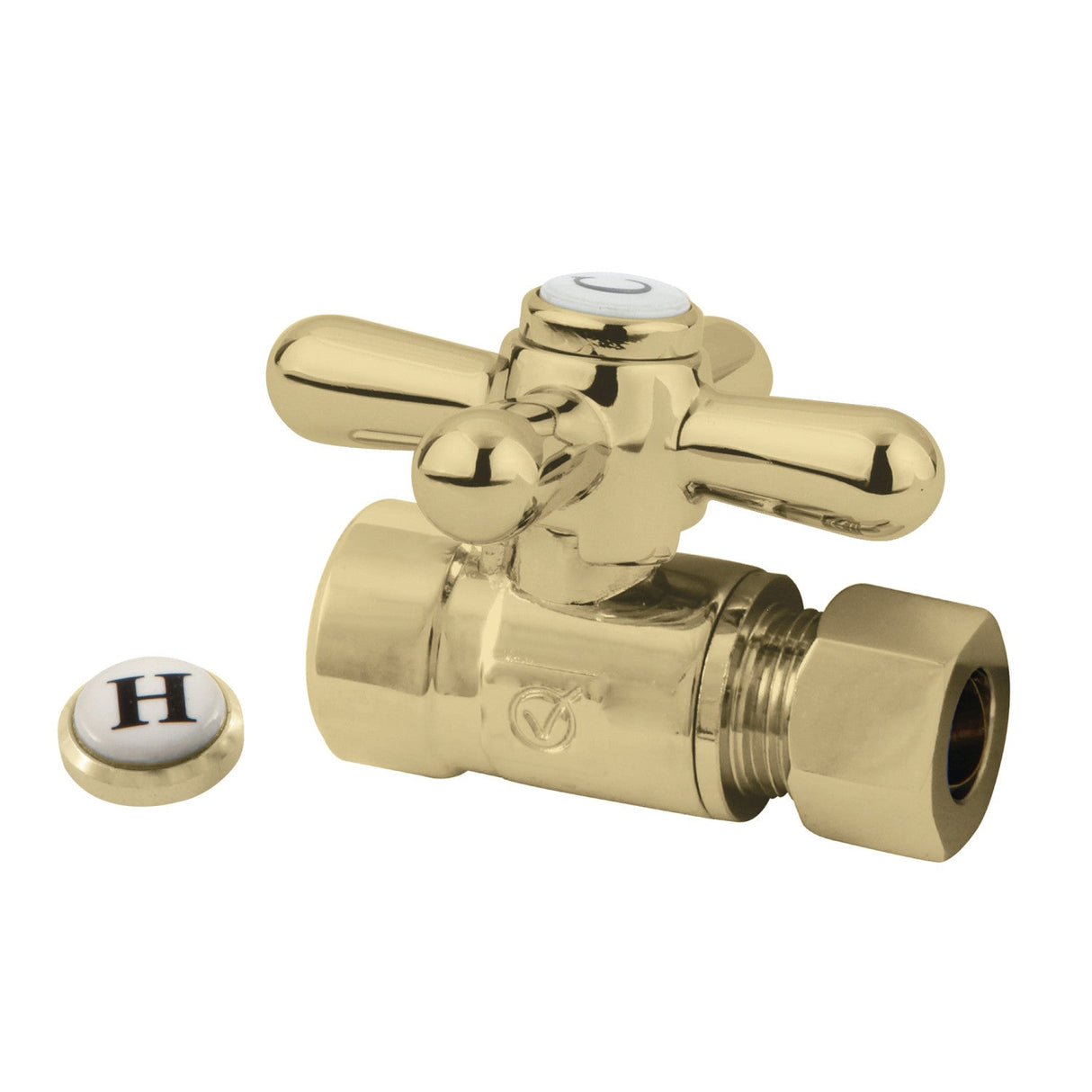 Vintage CC43252X 1/2-Inch Sweat x 3/8-Inch OD Comp Quarter-Turn Straight Stop Valve, Polished Brass