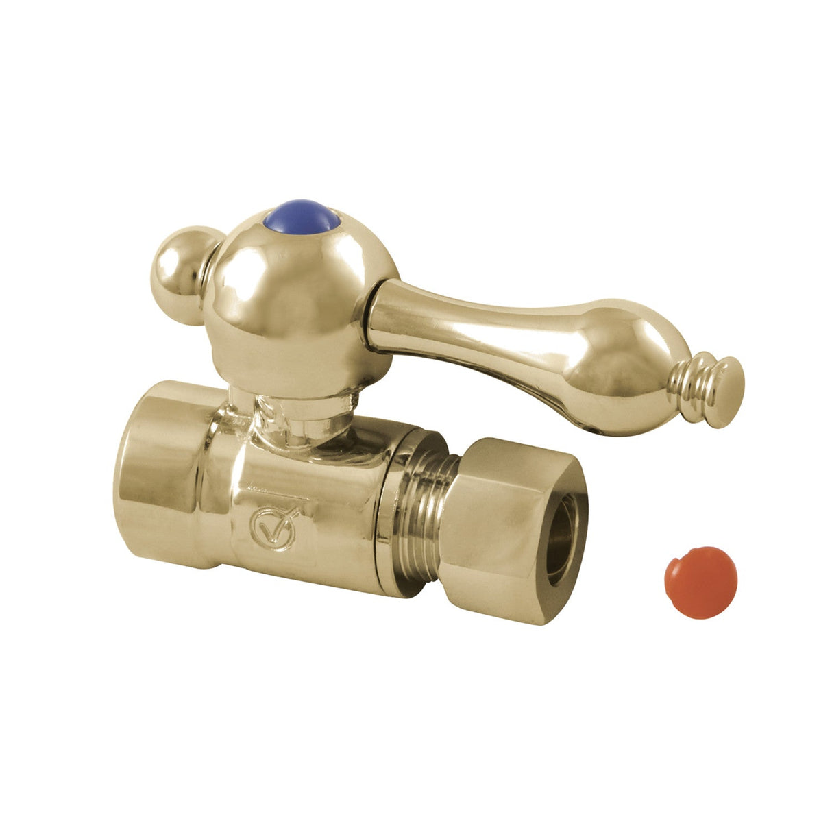 Vintage CC43252 1/2-Inch Sweat x 3/8-Inch OD Comp Quarter-Turn Straight Stop Valve, Polished Brass