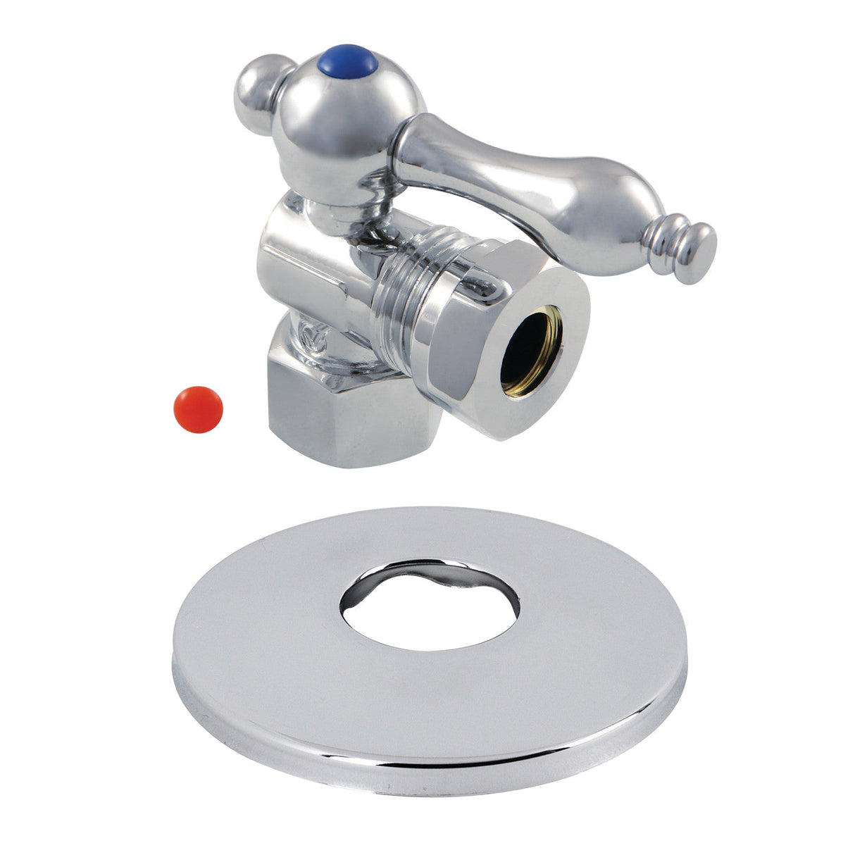 CC44101K 1/2-Inch FIP x 1/2 or 7/16-Inch Slip Joint Quarter-Turn Angle Stop Valve with Flange, Polished Chrome