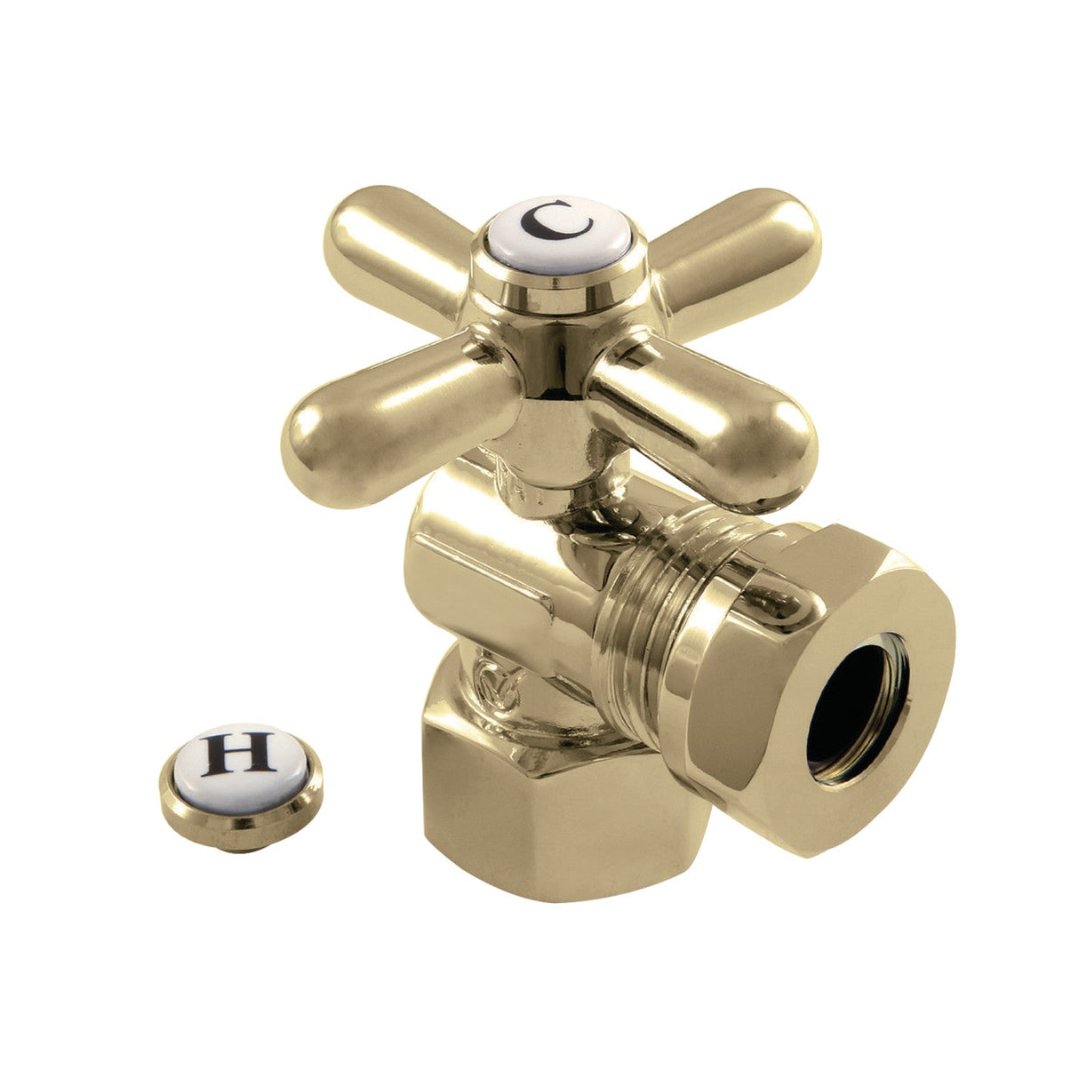 Vintage CC44102X 1/2-Inch FIP x 1/2 or 7/16-Inch Slip Joint Quarter-Turn Angle Stop Valve, Polished Brass