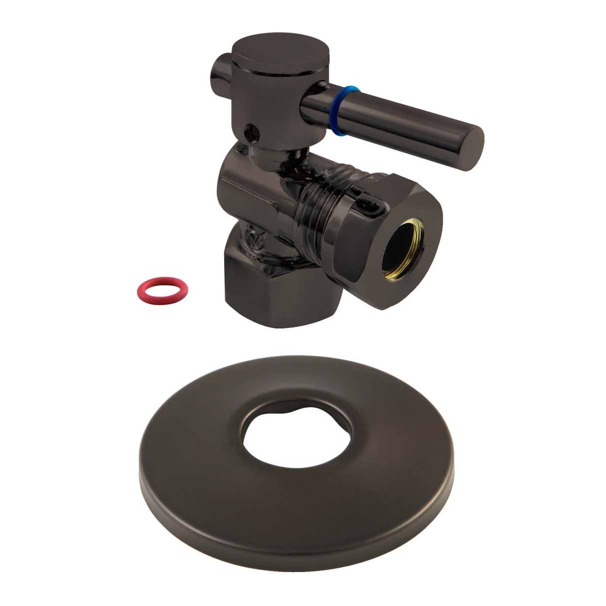 CC44105DLK 1/2-Inch FIP x 1/2 or 7/16-Inch Slip Joint Quarter-Turn Angle Stop Valve with Flange, Oil Rubbed Bronze