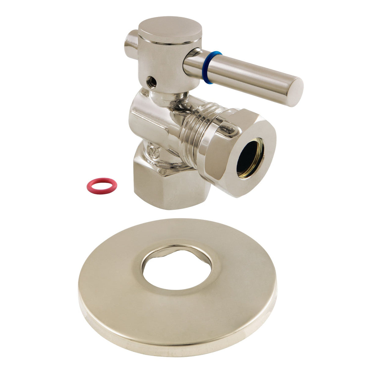 CC44108DLK 1/2-Inch FIP x 1/2 or 7/16-Inch Slip Joint Quarter-Turn Angle Stop Valve with Flange, Brushed Nickel