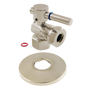 CC44108DLK 1/2-Inch FIP x 1/2 or 7/16-Inch Slip Joint Quarter-Turn Angle Stop Valve with Flange, Brushed Nickel