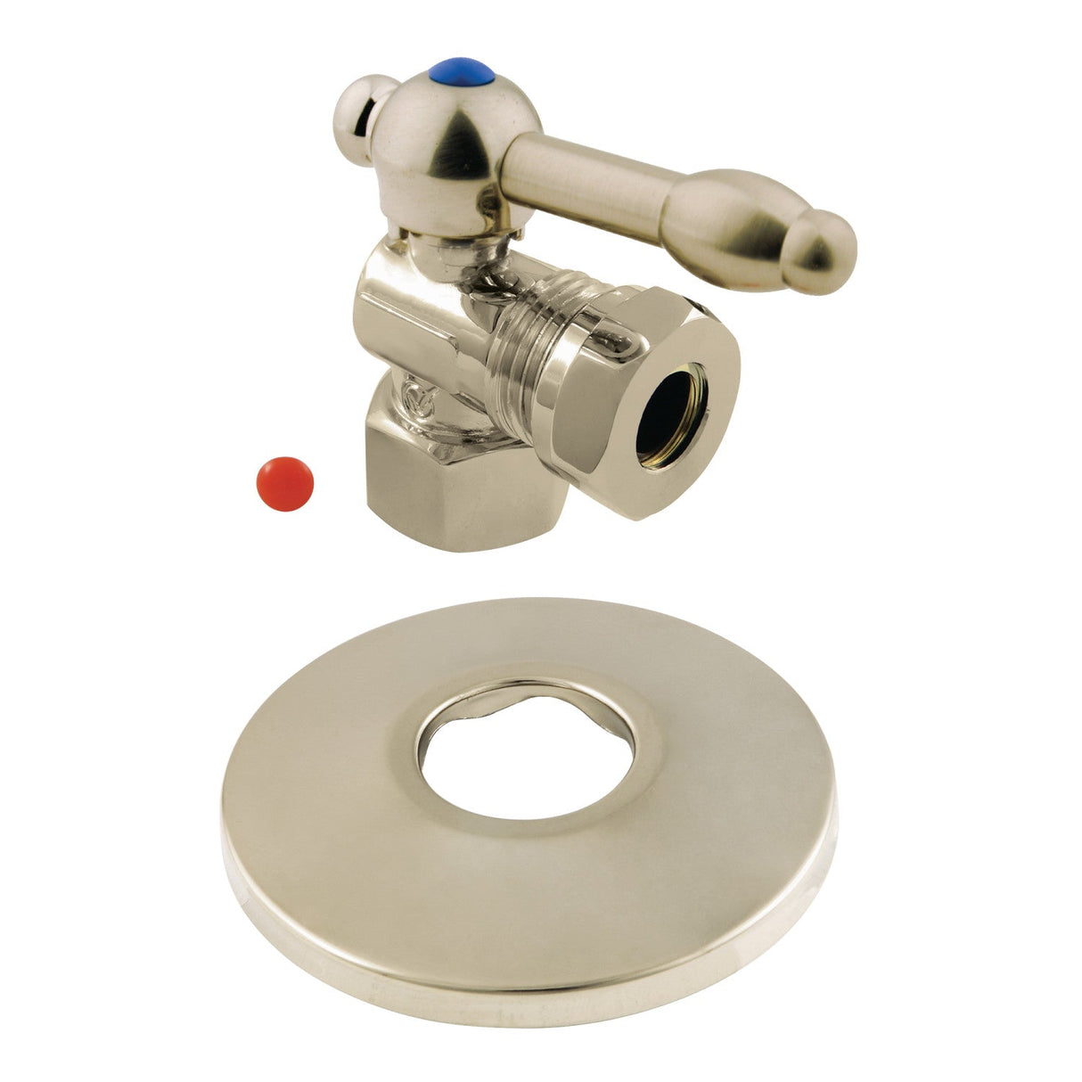 CC44108KLK 1/2-Inch FIP x 1/2 or 7/16-Inch Slip Joint Quarter-Turn Angle Stop Valve with Flange, Brushed Nickel