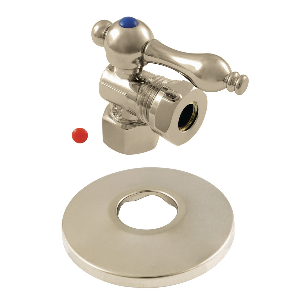 CC44108K 1/2-Inch FIP x 1/2 or 7/16-Inch Slip Joint Quarter-Turn Angle Stop Valve with Flange, Brushed Nickel