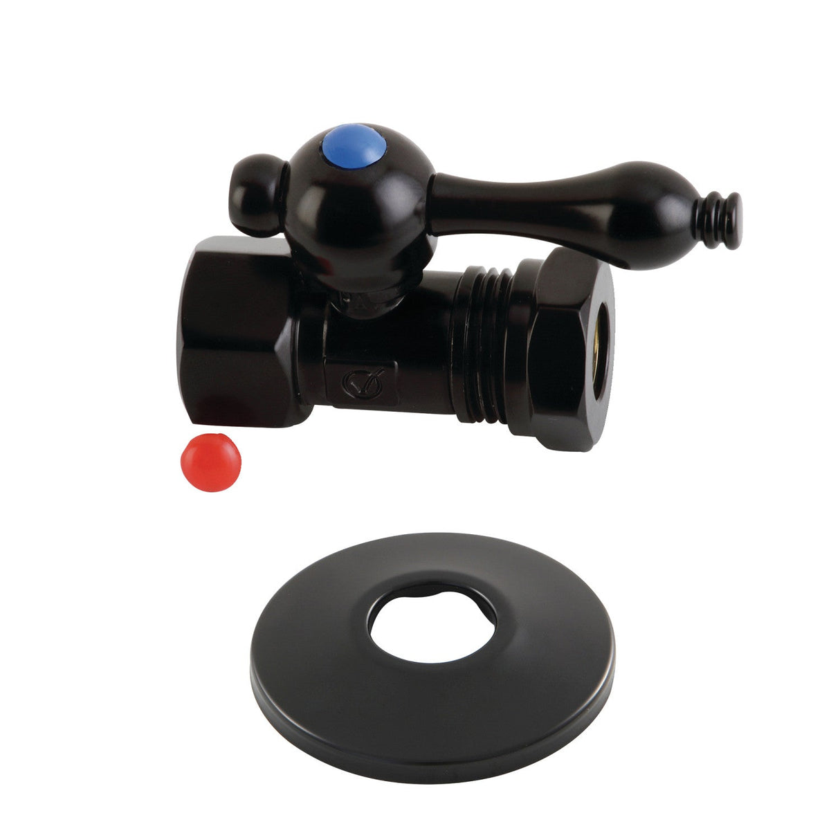 Vintage CC44150K 1/2-Inch FIP x 1/2 or 7/16-Inch Slip Joint Quarter-Turn Straight Stop Valve with Flange, Matte Black