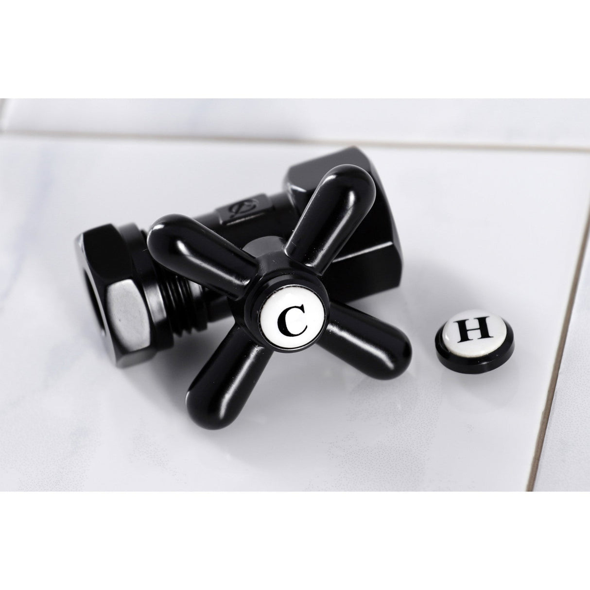 Vintage CC44150X 1/2-Inch FIP x 1/2 or 7/16-Inch Slip Joint Quarter-Turn Straight Stop Valve, Matte Black