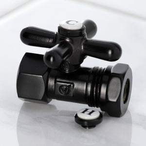 Vintage CC44150X 1/2-Inch FIP x 1/2 or 7/16-Inch Slip Joint Quarter-Turn Straight Stop Valve, Matte Black