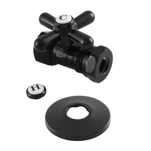 Vintage CC44150XK 1/2-Inch FIP x 1/2 or 7/16-Inch Slip Joint Quarter-Turn Straight Stop Valve with Flange, Matte Black