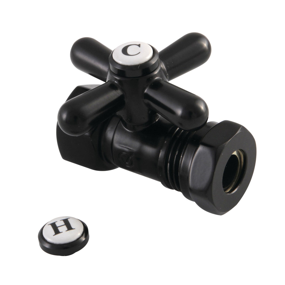 Vintage CC44150X 1/2-Inch FIP x 1/2 or 7/16-Inch Slip Joint Quarter-Turn Straight Stop Valve, Matte Black