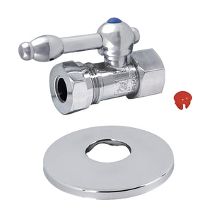 CC44151KLK 1/2-Inch FIP x 1/2 or 7/16-Inch Slip Joint Quarter-Turn Straight Stop Valve with Flange, Polished Chrome