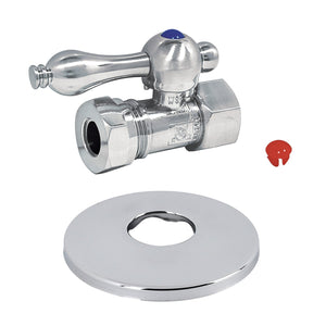Vintage CC44151K 1/2-Inch FIP x 1/2 or 7/16-Inch Slip Joint Quarter-Turn Straight Stop Valve with Flange, Polished Chrome