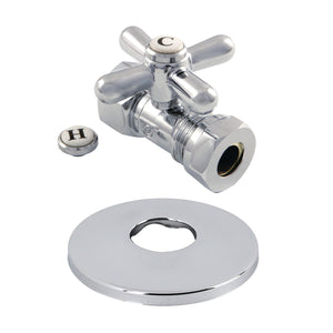Vintage CC44151XK 1/2-Inch FIP x 1/2 or 7/16-Inch Slip Joint Quarter-Turn Straight Stop Valve with Flange, Polished Chrome