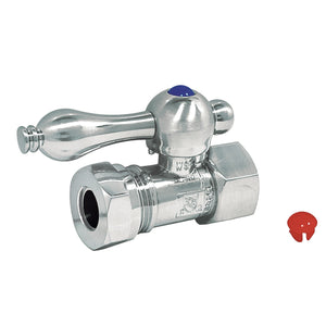 Vintage CC44151 1/2-Inch FIP x 1/2 or 7/16-Inch Slip Joint Quarter-Turn Straight Stop Valve, Polished Chrome