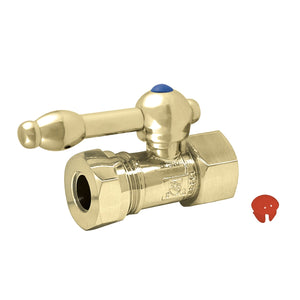 Vintage CC44152KL 1/2-Inch FIP x 1/2 or 7/16-Inch Slip Joint Quarter-Turn Straight Stop Valve, Polished Brass