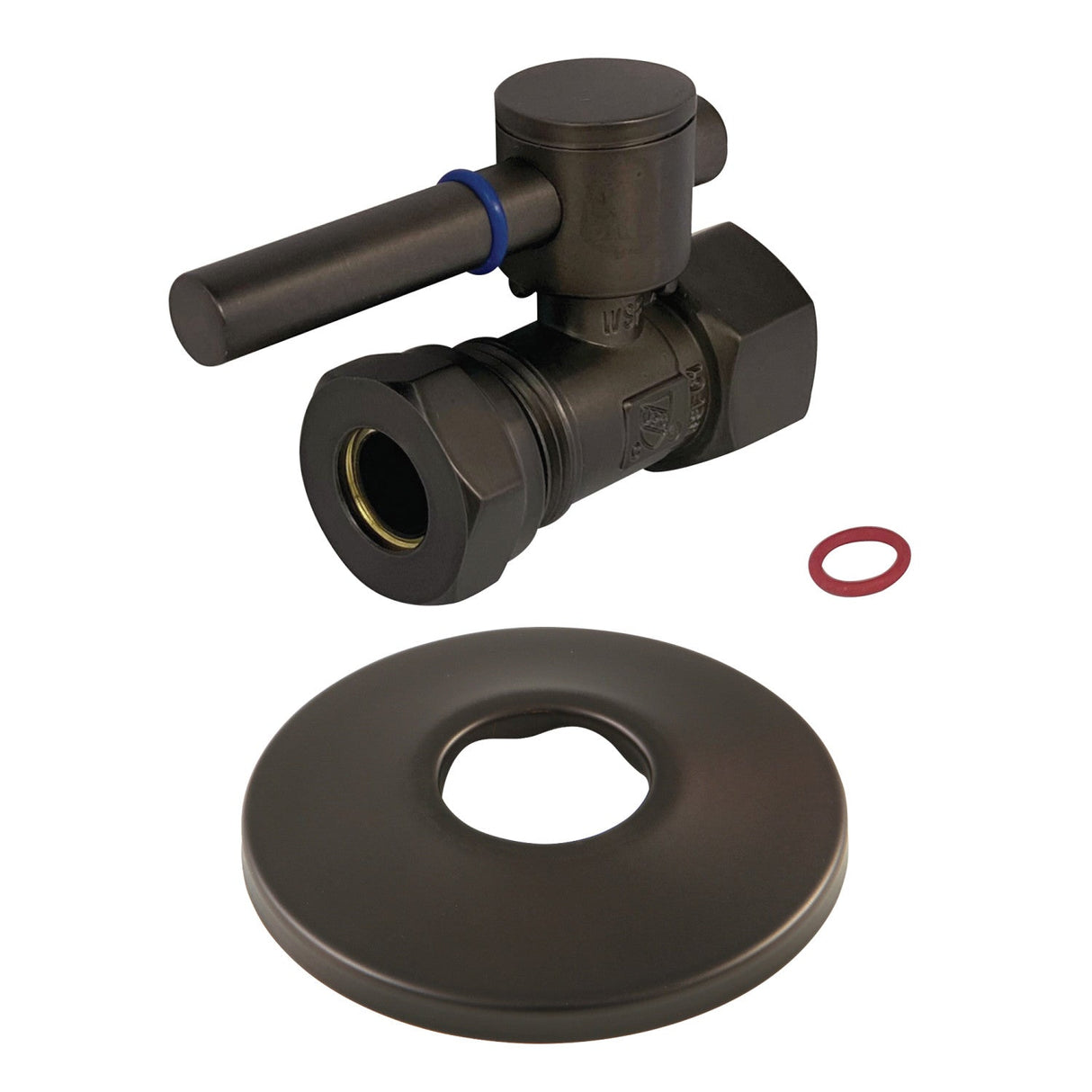 CC44155DLK 1/2-Inch FIP x 1/2 or 7/16-Inch Slip Joint Quarter-Turn Straight Stop Valve with Flange, Oil Rubbed Bronze