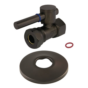 CC44155DLK 1/2-Inch FIP x 1/2 or 7/16-Inch Slip Joint Quarter-Turn Straight Stop Valve with Flange, Oil Rubbed Bronze
