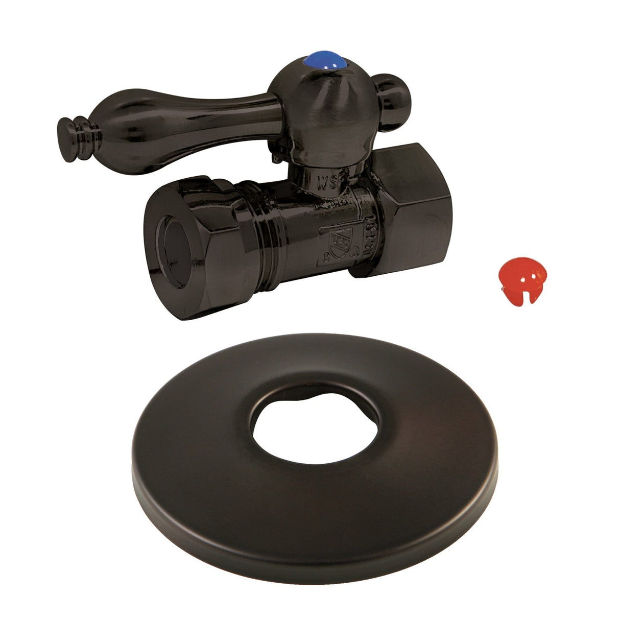 Vintage CC44155K 1/2-Inch FIP x 1/2 or 7/16-Inch Slip Joint Quarter-Turn Straight Stop Valve with Flange, Oil Rubbed Bronze