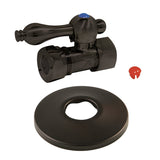 Vintage CC44155K 1/2-Inch FIP x 1/2 or 7/16-Inch Slip Joint Quarter-Turn Straight Stop Valve with Flange, Oil Rubbed Bronze