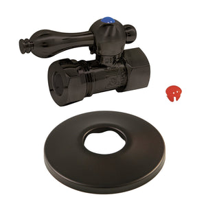 Vintage CC44155K 1/2-Inch FIP x 1/2 or 7/16-Inch Slip Joint Quarter-Turn Straight Stop Valve with Flange, Oil Rubbed Bronze